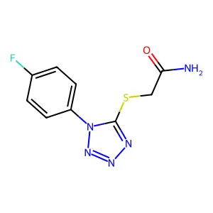 2-((1-(4-fluorophenyl)-1H-tetrazol-5-yl)thio)acetamide structure