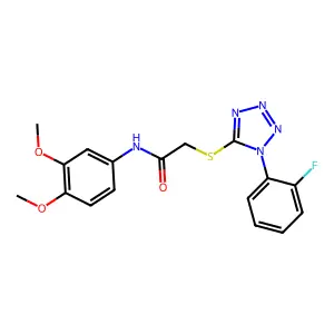 N-(3,4-dimethoxyphenyl)-2-[1-(2-fluorophenyl)tetrazol-5-yl]sulfanylacetamide structure