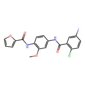 N-[4-[(2-chloro-5-iodobenzoyl)amino]-2-methoxyphenyl]furan-2-carboxamide structure