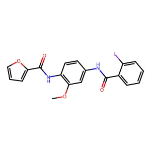 N-[4-[(2-iodobenzoyl)amino]-2-methoxyphenyl]furan-2-carboxamide structure