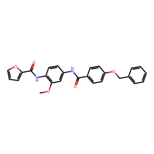 N-[2-methoxy-4-[(4-phenylmethoxybenzoyl)amino]phenyl]furan-2-carboxamide structure