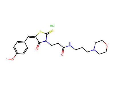 (E)-3-(5-(4-methoxybenzylidene)-4-oxo-2-thioxothiazolidin-3-yl)-N-(3-morpholinopropyl)propanamide hydrochloride structure