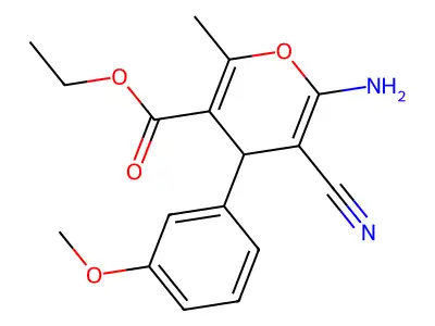 ethyl 6-amino-5-cyano-4-(3-methoxyphenyl)-2-methyl-4H-pyran-3-carboxylate structure