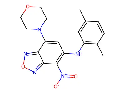 N-(2,5-dimethylphenyl)-7-morpholin-4-yl-4-nitro-2,1,3-benzoxadiazol-5-amine structure