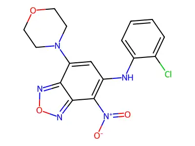 N-(2-chlorophenyl)-7-morpholin-4-yl-4-nitro-2,1,3-benzoxadiazol-5-amine structure
