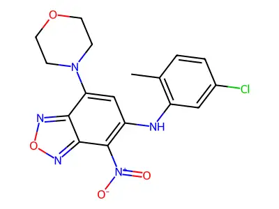 N-(5-chloro-2-methylphenyl)-7-morpholin-4-yl-4-nitro-2,1,3-benzoxadiazol-5-amine structure