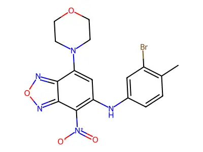 N-(3-bromo-4-methylphenyl)-7-morpholin-4-yl-4-nitro-2,1,3-benzoxadiazol-5-amine structure