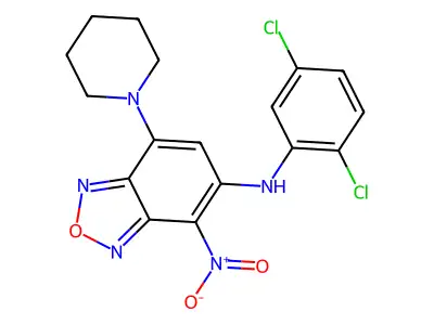 N-(2,5-dichlorophenyl)-4-nitro-7-piperidin-1-yl-2,1,3-benzoxadiazol-5-amine structure