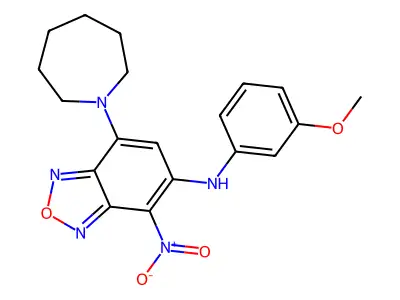 7-(azepan-1-yl)-N-(3-methoxyphenyl)-4-nitro-2,1,3-benzoxadiazol-5-amine structure