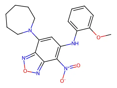 7-(azepan-1-yl)-N-(2-methoxyphenyl)-4-nitro-2,1,3-benzoxadiazol-5-amine structure