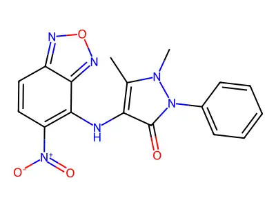 1,5-Dimethyl-4-[(5-nitro-2,1,3-benzoxadiazol-4-yl)amino]-2-phenylpyrazol-3-one structure