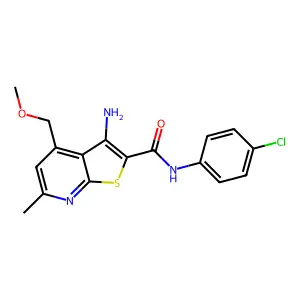 3-amino-N-(4-chlorophenyl)-4-(methoxymethyl)-6-methylthieno[2,3-b]pyridine-2-carboxamide structure