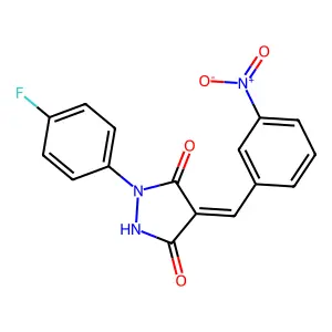 (4Z)-1-(4-fluorophenyl)-4-[(3-nitrophenyl)methylidene]pyrazolidine-3,5-dione structure