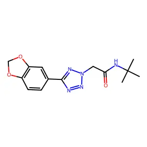 2-[5-(1,3-benzodioxol-5-yl)tetrazol-2-yl]-N-tert-butylacetamide structure