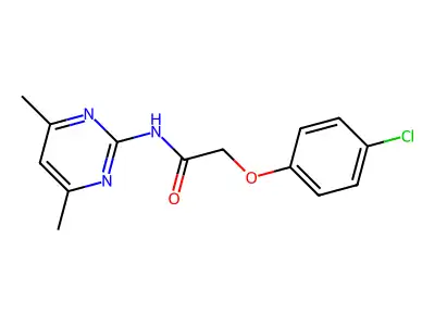 2-(4-chlorophenoxy)-N-(4,6-dimethylpyrimidin-2-yl)acetamide structure