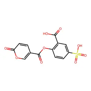 2-(6-Oxopyran-3-carbonyl)oxy-5-sulfobenzoic acid structure