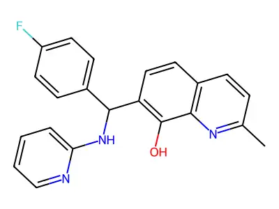 7-[(4-Fluorophenyl)-(pyridin-2-ylamino)methyl]-2-methylquinolin-8-ol structure
