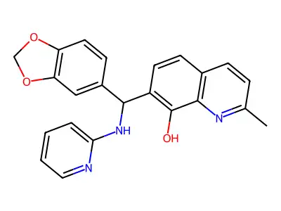 7-[1,3-Benzodioxol-5-yl-(pyridin-2-ylamino)methyl]-2-methylquinolin-8-ol structure