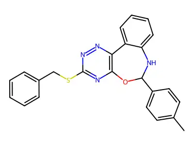 3-(benzylsulfanyl)-6-(4-methylphenyl)-6,7-dihydro[1,2,4]triazino[5,6-d][3,1]benzoxazepine structure