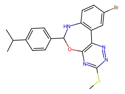 10-bromo-6-(4-isopropylphenyl)-3-(methylsulfanyl)-6,7-dihydro[1,2,4]triazino[5,6-d][3,1]benzoxazepine structure
