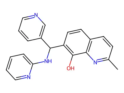 2-Methyl-7-[pyridin-3-yl-(pyridin-2-ylamino)methyl]quinolin-8-ol structure