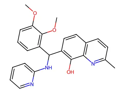 7-[(2,3-Dimethoxyphenyl)-(pyridin-2-ylamino)methyl]-2-methylquinolin-8-ol structure