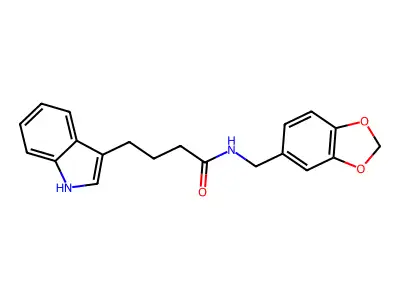 N-(benzo[d][1,3]dioxol-5-ylmethyl)-4-(1H-indol-3-yl)butanamide structure