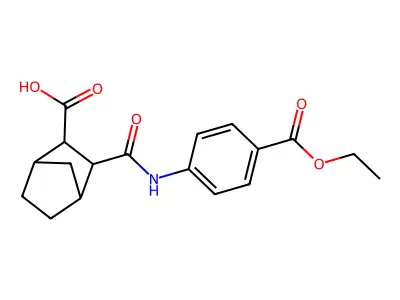 2-[(4-Ethoxycarbonylphenyl)carbamoyl]bicyclo[2.2.1]heptane-3-carboxylic acid structure