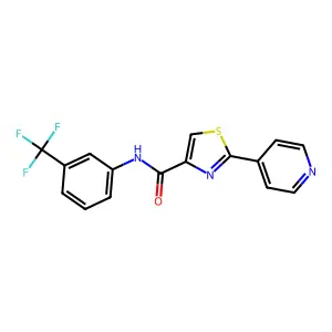 2-(4-pyridinyl)-N-[3-(trifluoromethyl)phenyl]-1,3-thiazole-4-carboxamide structure