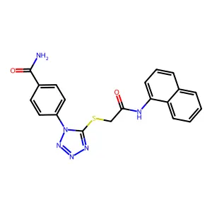 4-[5-[2-(Naphthalen-1-ylamino)-2-oxoethyl]sulfanyltetrazol-1-yl]benzamide structure