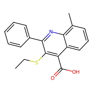 3-(Ethylsulfanyl)-8-methyl-2-phenyl-4-quinolinecarboxylic acid structure