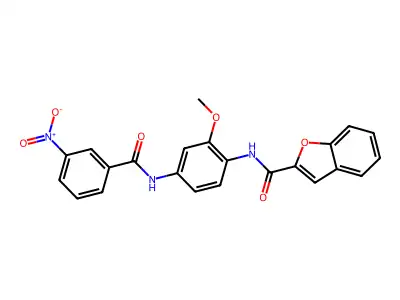 N-[2-methoxy-4-[(3-nitrobenzoyl)amino]phenyl]-1-benzofuran-2-carboxamide structure