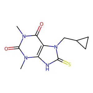7-(cyclopropylmethyl)-1,3-dimethyl-8-sulfanylidene-9H-purine-2,6-dione structure