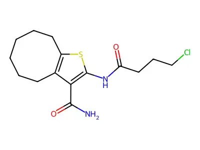 2-[(4-chlorobutanoyl)amino]-4,5,6,7,8,9-hexahydrocycloocta[b]thiophene-3-carboxamide structure