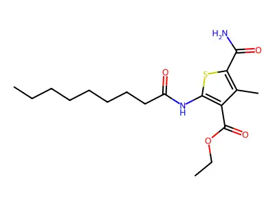 Ethyl 5-carbamoyl-4-methyl-2-(nonanoylamino)thiophene-3-carboxylate structure