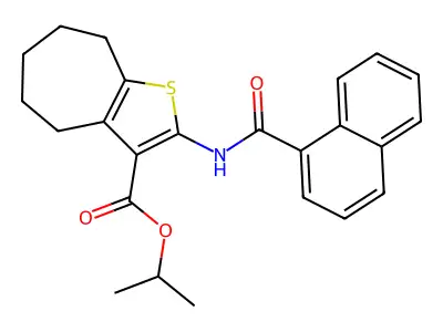 isopropyl 2-(1-naphthoylamino)-5,6,7,8-tetrahydro-4H-cyclohepta[b]thiophene-3-carboxylate structure