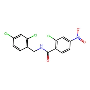 2-chloro-N-(2,4-dichlorobenzyl)-4-nitrobenzamide structure