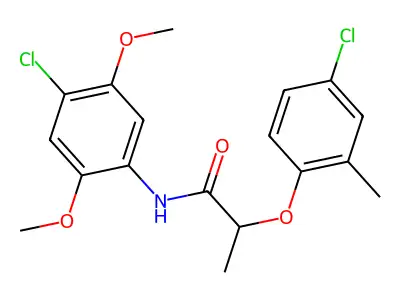 N-(4-chloro-2,5-dimethoxyphenyl)-2-(4-chloro-2-methylphenoxy)propanamide structure