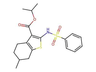 isopropyl 6-methyl-2-[(phenylsulfonyl)amino]-4,5,6,7-tetrahydro-1-benzothiophene-3-carboxylate structure
