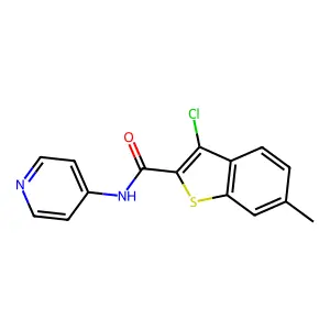 3-chloro-6-methyl-N-(4-pyridinyl)-1-benzothiophene-2-carboxamide structure