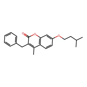 3-Benzyl-4-methyl-7-(3-methylbutoxy)chromen-2-one structure