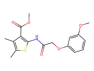 Methyl 2-{[(3-methoxyphenoxy)acetyl]amino}-4,5-dimethyl-3-thiophenecarboxylate structure