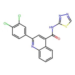 2-(3,4-dichlorophenyl)-N-(1,3,4-thiadiazol-2-yl)-4-quinolinecarboxamide structure