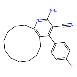 2-amino-4-(4-iodophenyl)-5,6,7,8,9,10,11,12,13,14-decahydrocyclododeca[b]pyridine-3-carbonitrile structure