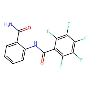 N-(2-carbamoylphenyl)-2,3,4,5,6-pentafluorobenzamide structure