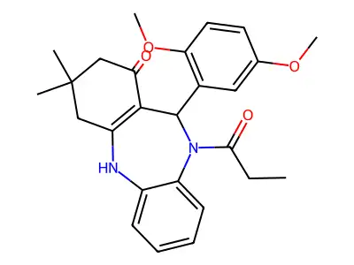 6-(2,5-dimethoxyphenyl)-9,9-dimethyl-5-propanoyl-6,8,10,11-tetrahydrobenzo[b][1,4]benzodiazepin-7-one structure
