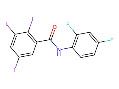 N-(2,4-difluorophenyl)-2,3,5-triiodobenzamide structure