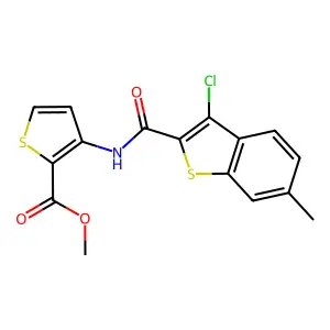 methyl 3-[(3-chloro-6-methyl-1-benzothiophene-2-carbonyl)amino]thiophene-2-carboxylate structure