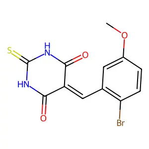 5-(2-bromo-5-methoxybenzylidene)-2-thioxodihydro-4,6(1H,5H)-pyrimidinedione structure