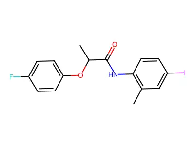 2-(4-fluorophenoxy)-N-(4-iodo-2-methylphenyl)propanamide structure